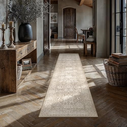 HUGEAR Hallway Runner Rugs 3x8 Beige Vintage Rug by HUGEAR