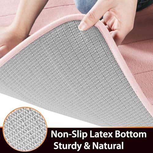 Yimobra Bathroom Runner 55"x24", Non Slip Memory Foam Bath Mat, Super Soft Water Absorbent Hallway Carpet, Machine Washable Rug for Vanity Tub Shower, Pink - Image 5