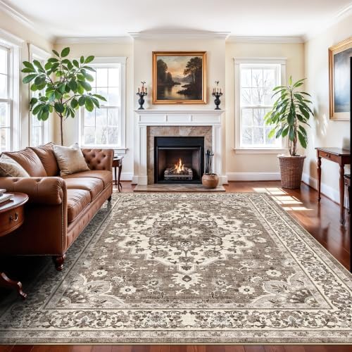 TOPRUUG Washable Oriental Area Rug: Beige 9x11 Area Rugs for Living Room by TOPRUUG