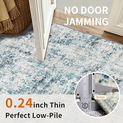 3x15 Long Hallway Runner Rug Non-Slip Washable Rugs Ocean Mist - Image 6