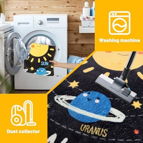 Outer Space Kids Rug,6'7" x 9'2" ABC Alphabet Educational Kids Rugs for Playroom,Non Slip Solar System Galaxy Planets Playroom Rug,Washable Area Rug Carpet for Classroom Kid Room Decor(for Age 2+) - Image 6