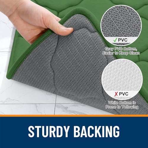 OLANLY Memory Foam Bath Mat Rug 44x24, Soft Bathroom Rugs, Olive Green - Image 4