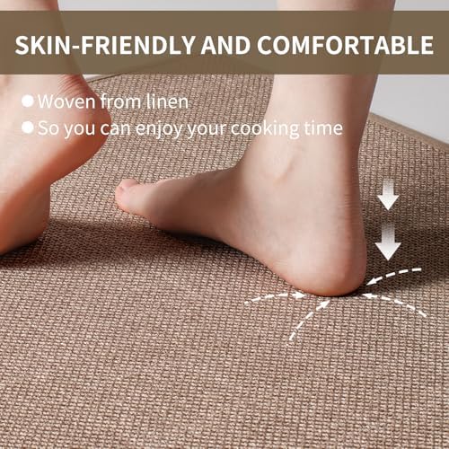 YDKGL Kitchen Mat Kitchen Rugs Sets of 2 PCS Non Slip Brown 17"x30"+17"x59" - Image 6