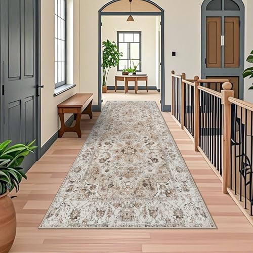 Washable Hallway Runner Rug 4x10: Non Slip Runner Rugs with Rubber Backing by TOPRUUG