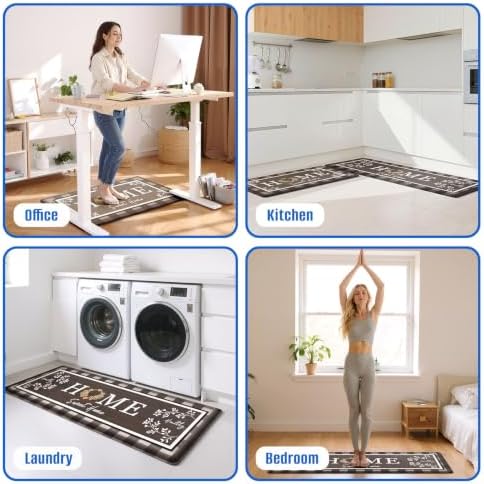 Kitchen Mats 2PCS, Anti Fatigue Rugs, 17.3x30+17.3x47.2in,Brown - Image 6