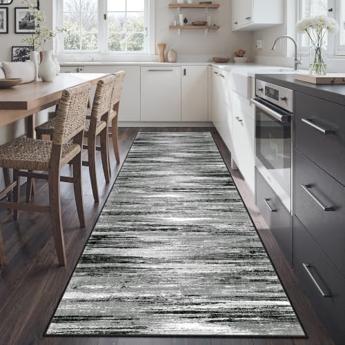 2'6 x 8' Runner Rug Non Slip,Washable Kitchen Rugs,Black by Restydon