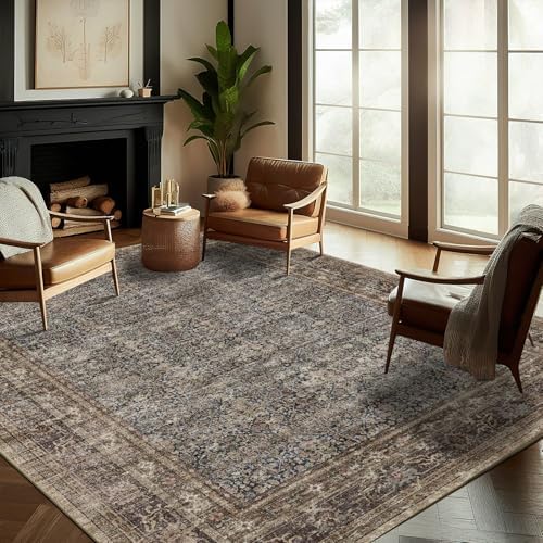 CHAMPLANT Washable Area Rug 10'x14' Boho Design Non-Shedding Easy Care Ideal for High Traffic Areas in Living Room Bedroom Office Coffee Table Kitchen Large Carpet by CHAMPLANT