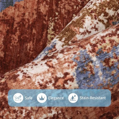 GarveeHome Abstract Living Room Large Rug 8x10 Machine Washable Red - Image 4