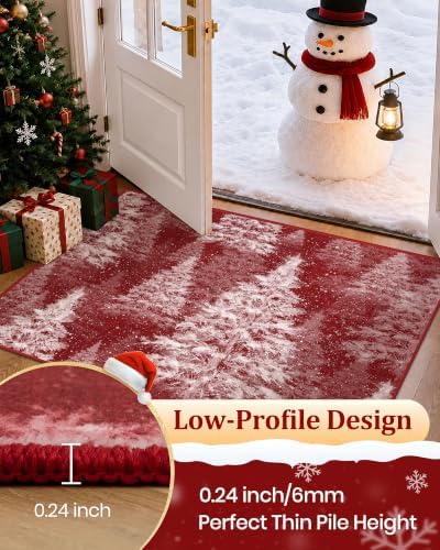 Madane Christmas Runner Rug 2x5 for Kitchen, Washable Soft Hallway Rug Red - Image 5