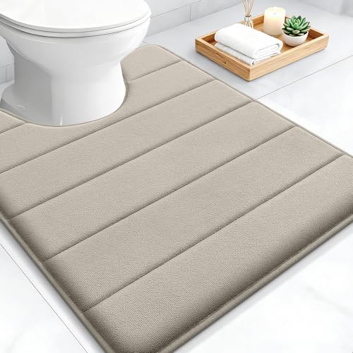 OLANLY Memory Foam Toilet Rugs U Shaped 24x20, Super Soft and Absorbent by OLANLY