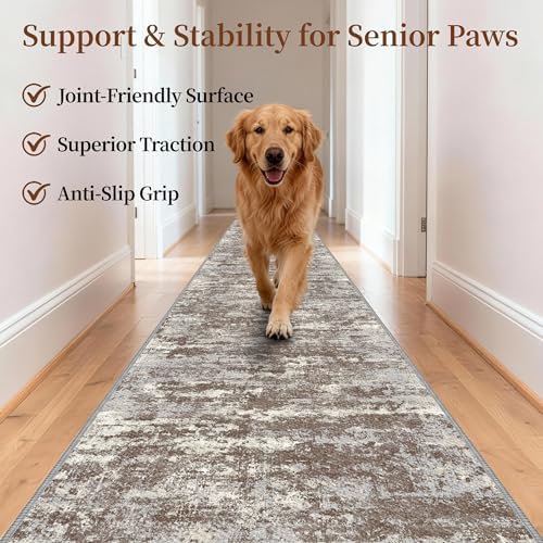 Hallway Runner Rug 3x10 Textured Non Slip Carpet Runner,Abstract Brown - Image 3