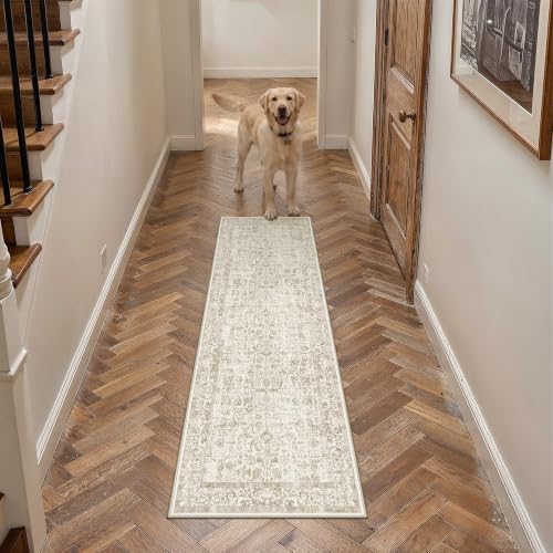 PureCozy Light Brown Runner Rug 2x5 Vintage Floral - Image 2
