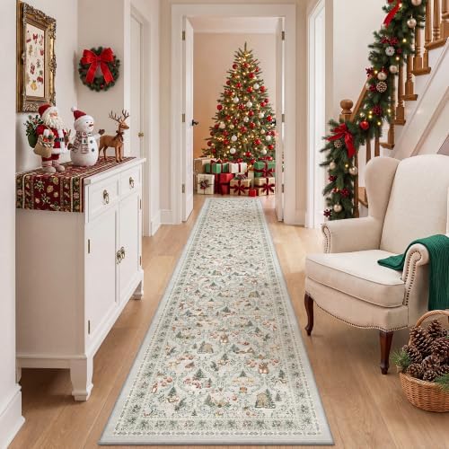 Christmas Runner Rug 2x10, Washable Rugs for Living Room (2'x10', Grey) - Image 3