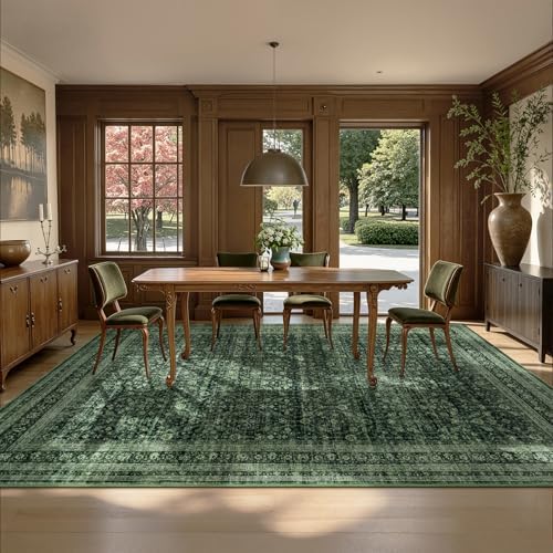 Moss Green 6x9 Area Rugs for Living Room, Vintage Washable Boho Rug - Image 5