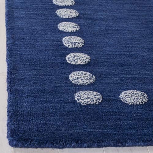 SAFAVIEH Kids Collection Accent Rug - 3' x 5', Navy, Handmade Polka Dot Border Wool, Ideal for High Traffic Areas in Entryway, Living Room, Bedroom (SFK802N) - Image 5