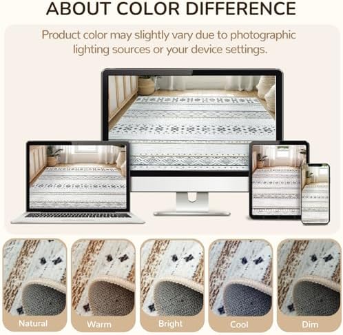 BESTSWEETIE 6x9 Area Rugs for Living Room Washable Moroccan Farmhouse Neutral Geometric Low Pile Non-Slip Soft Print Pattern Rug for Bedroom Kitchen Dining Room Entryway Black/Brown - Image 6