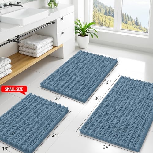 Smiry Bathroom Rugs 59X20, Extra Soft Rubber Backing Chenille Bath Mats - Image 2
