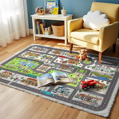 Nayoroom Kids City Road Rug, Interactive Town Map, Non-Slip, 3 x 5 ft - Image 2