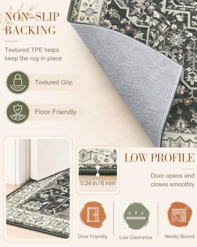 OLANLY 3x5 Washable Accent Rug, Soft Non Slip Carpet for Entryway Bedside - Image 7