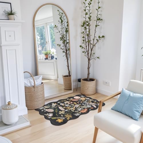 Bathroom Rugs 30x20 Bath Mat: Boho Washable Low-Pile Thin Door Mat Black - Image 7