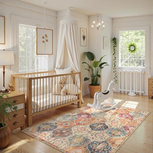 Lahome Moroccan Machine Washable Rugs for Living Room, 4x6 Rug for Bedroom - Image 4