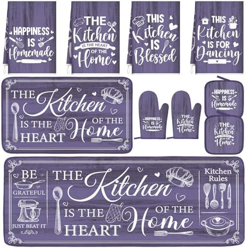 Fourluoo 10 Pcs Purple Kitchen Decor Set by Fourluoo