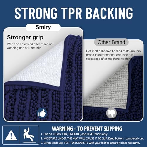 Smiry Bathroom Rugs 47X17, Extra Soft Rubber Backing Chenille Bath Mats - Image 3