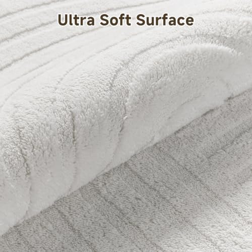 Pauwer 4ft Area Rugs for Living Room, Modern Non Slip Washable Rug, White - Image 3