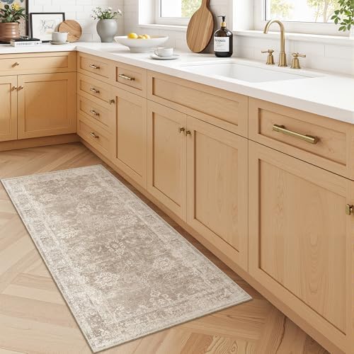 Madane 2x4 Washable Rugs for Entryway, Soft Neutral Throw Rug Brown/Sand - Image 2