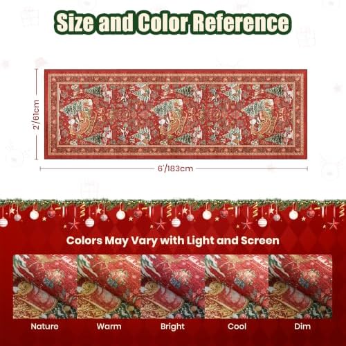 zesthome Christmas Runner Rug 2x6, Washable Rugs for Bedroom (2'x6', Red) - Image 2