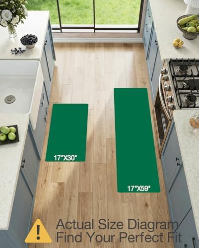 LUMI Kitchen Mats for Floor Set of 2 Cushioned Anti Fatigue, 17x30+17x59 - Image 2