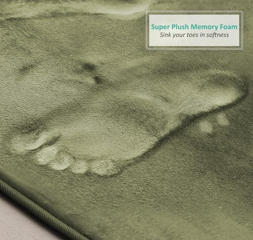 Clara Clark 2 Piece Bathroom Rugs, Velvet Memory Foam Bath Mat Set, Non-Slip Bath Rugs, Machine Wash, Dries Quickly, Ultra Soft Plush Bath Mats for Bathroom, 20 x 32 + Contour, Sage Green - Image 6