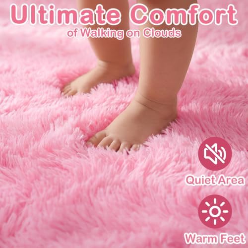 Pink Purple Rugs for Girls Bedroom Kid Room Plush Fluffy Living Room Carpet - Image 6