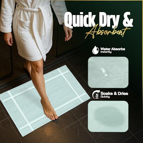 Pearl Linens 6 Pack Cotton Bath Mats for Bathroom, 20" X 30", Mint Green - Image 5