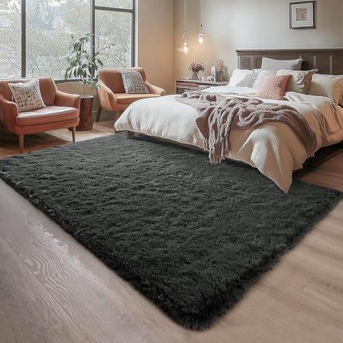 Chicrug Soft Area Rugs for Bedroom Living Room Plush Fluffy Rug 9x11 Feet, Shag Furry Area Rug Carpet Non Shedding for Nursery Children Kids Girls Room Home Decorative, Dark Grey by ChicrugHomeDecor