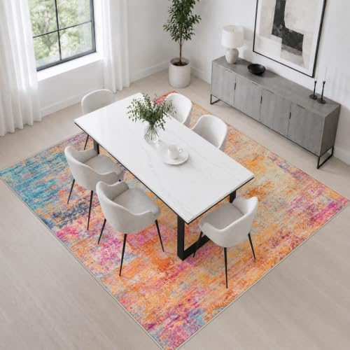 Area Rug Living Room: 4x4 Modern Washable Soft Carpet Galaxy Haze - Image 4