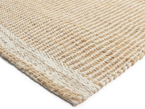 6x9 feet Jute & Wool Mini Check Area Rug with 4-Inch Border | Handwoven, Pile - 0.6"| Living Room, Dining & Bedroom Rug, Neutral Indoor Natural Farmhouse Décor (6' x 9') - Image 6