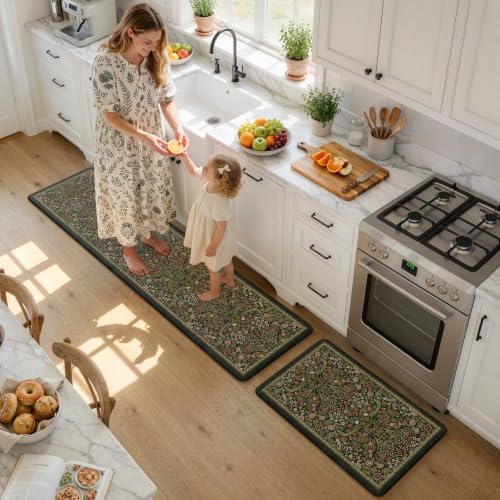 Collive Kitchen Rugs Sets of 2, Padded Kitchen Floor Mats-20"x71"+20"x32" - Image 3
