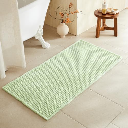 TYUU Waffle Bath Mat, Boho Bathroom Rugs Non Slip, 48x24 Pale Green by TYUU