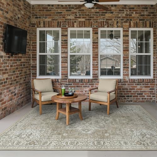 GENIMO Indoor Outdoor Rug, Washable for Patio and Deck, Cream Beige, 5x8 - Image 3
