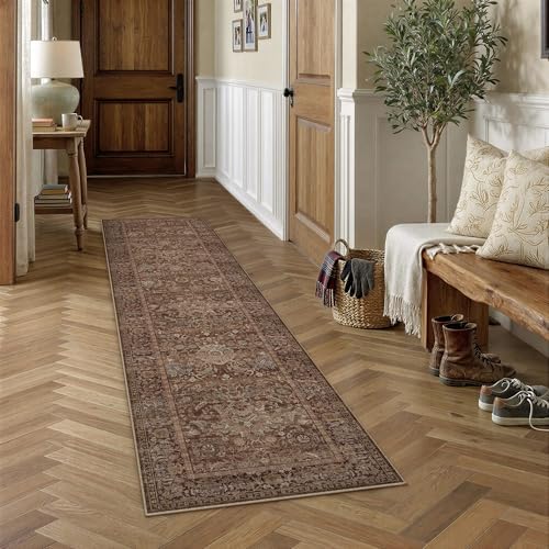 HUGEAR Hallway Runner Rugs 3x8 Rust Red Vintage Rug by HUGEAR
