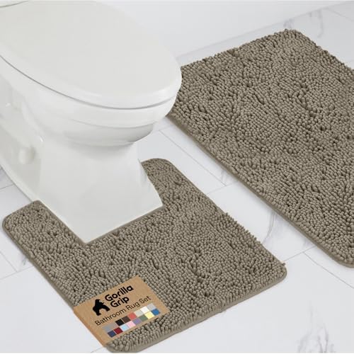 GORILLA GRIP Bathroom Area Rug Sets 2 Piece, Soft Chenille, 30x20 Latte by GorillaGrip