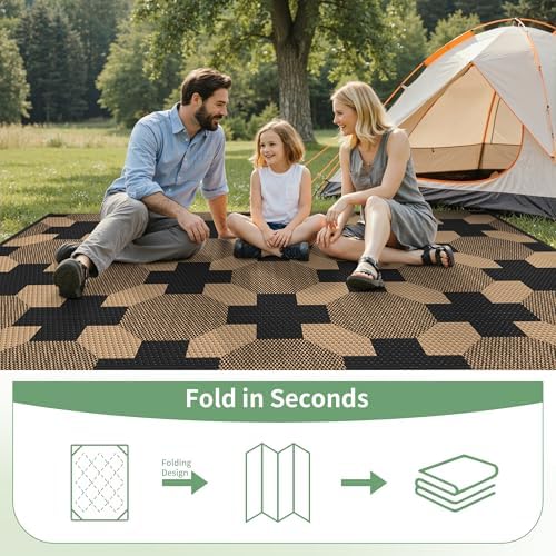 GENIMO Outdoor Rug, Waterproof Plastic Rugs for Patio, 6'x9' Deep Brown - Image 6