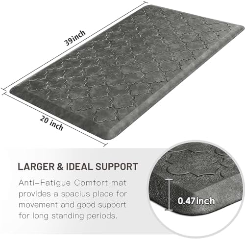 WISELIFE Kitchen Mat Cushioned Anti Fatigue Floor Mat, 20"x39", Grey - Image 2