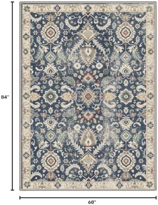 Bavni 5X7 Area Rug for Living Room, Washable Boho Floral Non Slip - Image 2