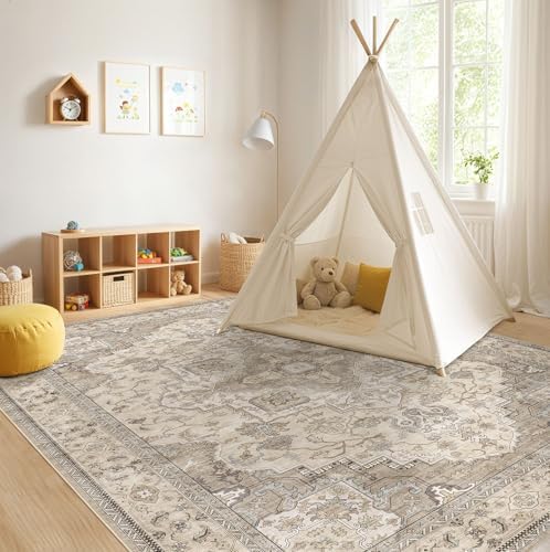 EIEIHOUSE 7x11 Area Rug Washable Vintage Rugs for Living Room Brown/Multi - Image 7