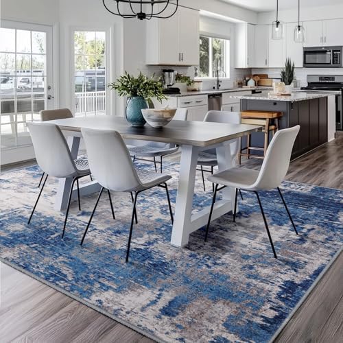 RELEANY Washable Square 7'x7' Area Rug for Living Room Blue Gray - Image 7