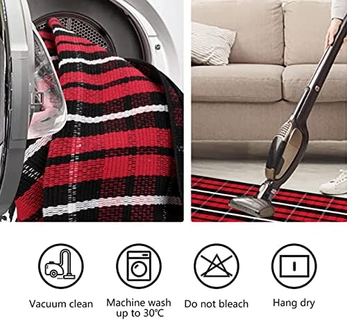 Christmas Front Door Mat 27.5"x43" Red Plaid Outdoor Porch Rug Welcome Mat - Image 3