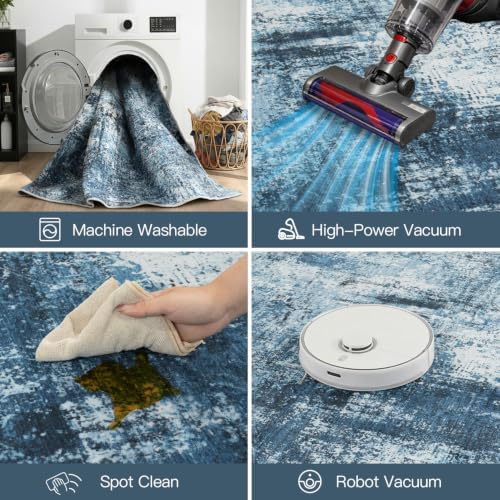 Stiio 5x7 Area Rugs for Living Room, Washable Blue Large Rug - Image 5