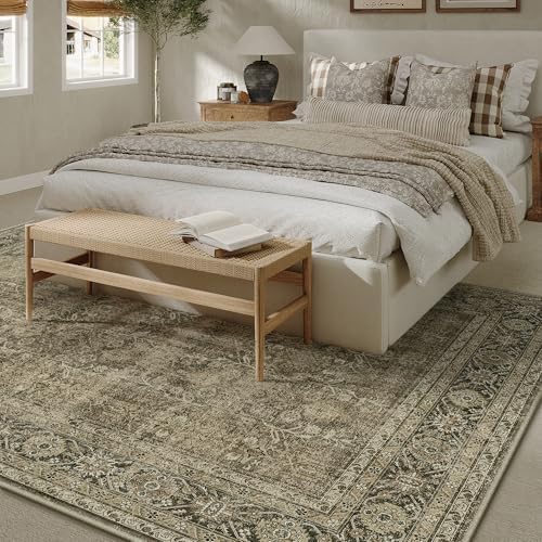 PureCozy Light Brown Area Rug 6x9 Vintage Traditional Distressed - Image 3